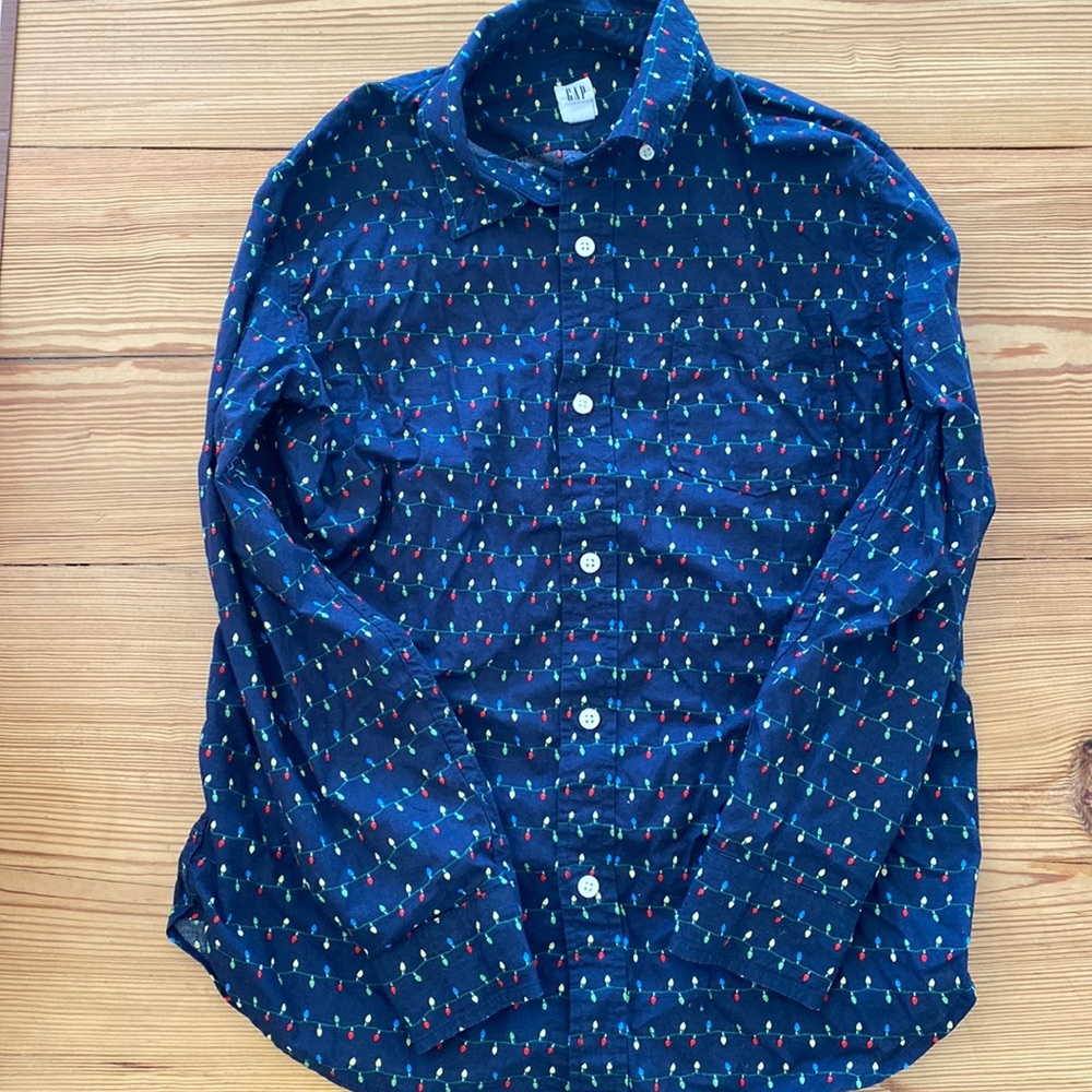 Gap Kids size XL Christmas lights button down